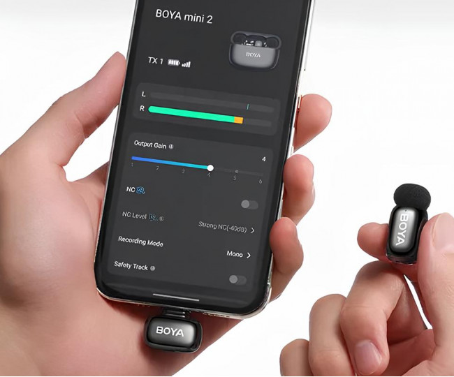 Беспроводная микрофонная система Model: BOYA mini 2-01-Lunar Silver | (USB-C+Lightning) RX + 2 TX + CC